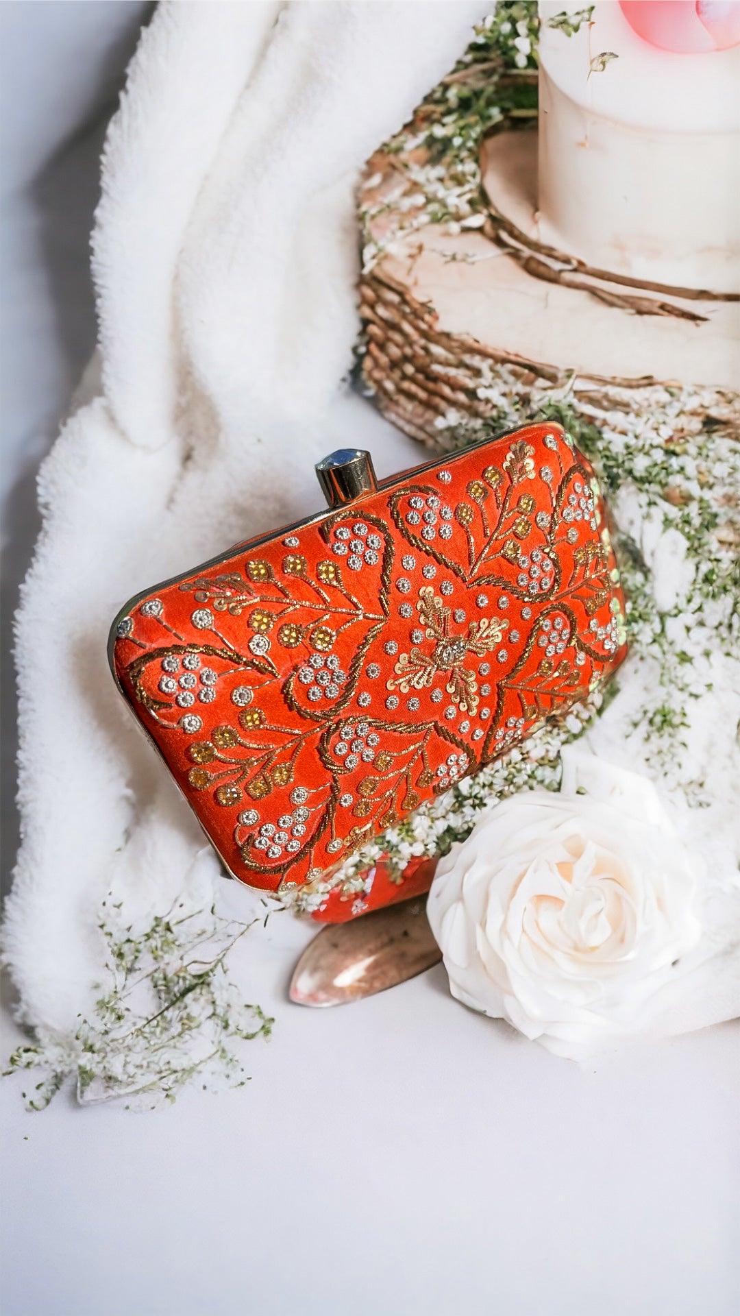 Heer Orange Clutch Bag