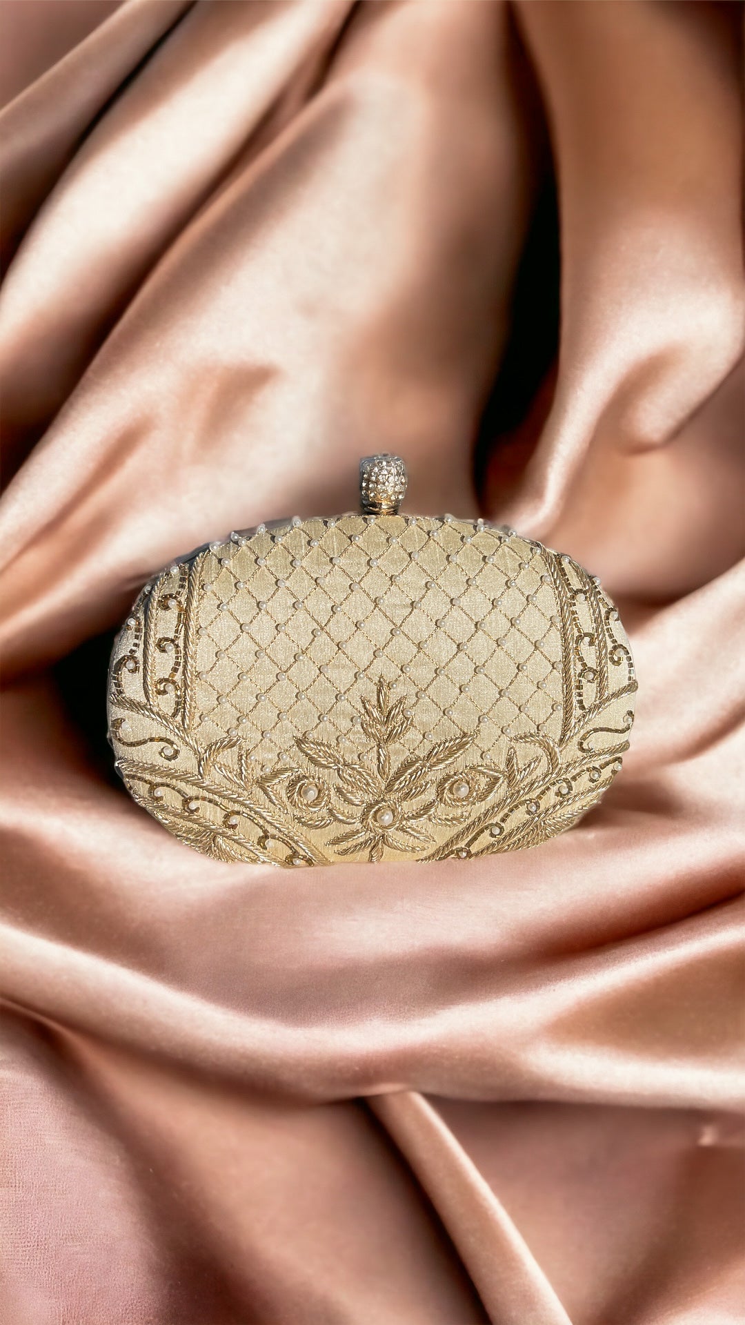 Beige Oval Evie Clutch Bag