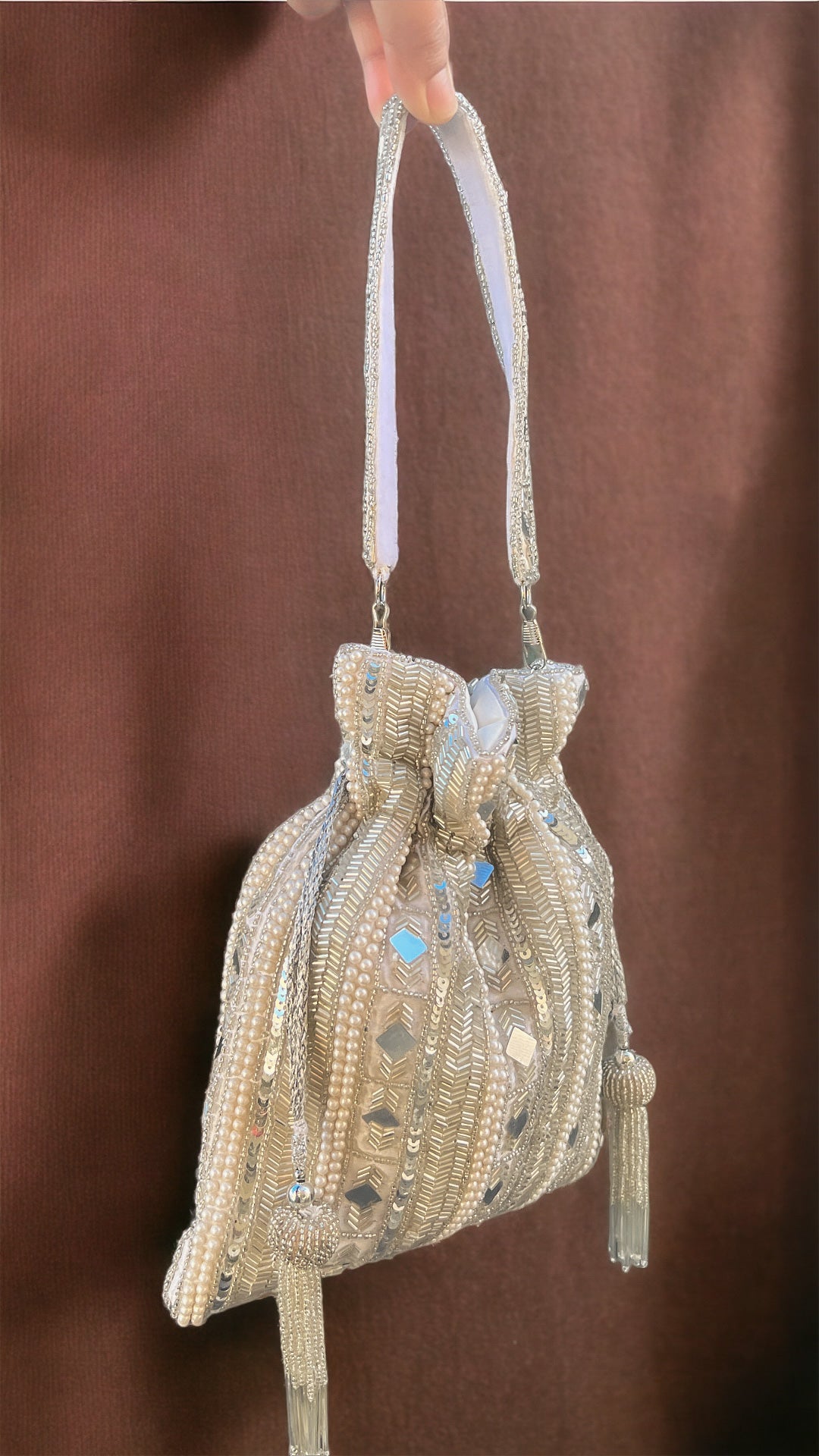 Silver Dani Clutch Potli Bag