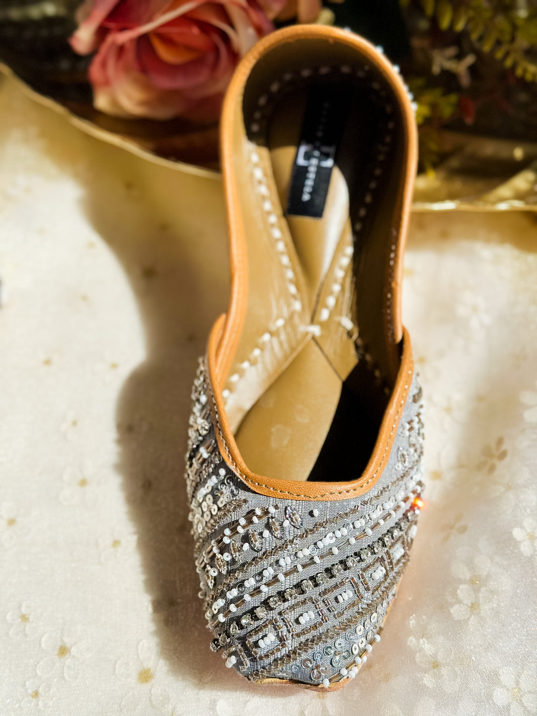 Sparkle Silver Jutti Flats