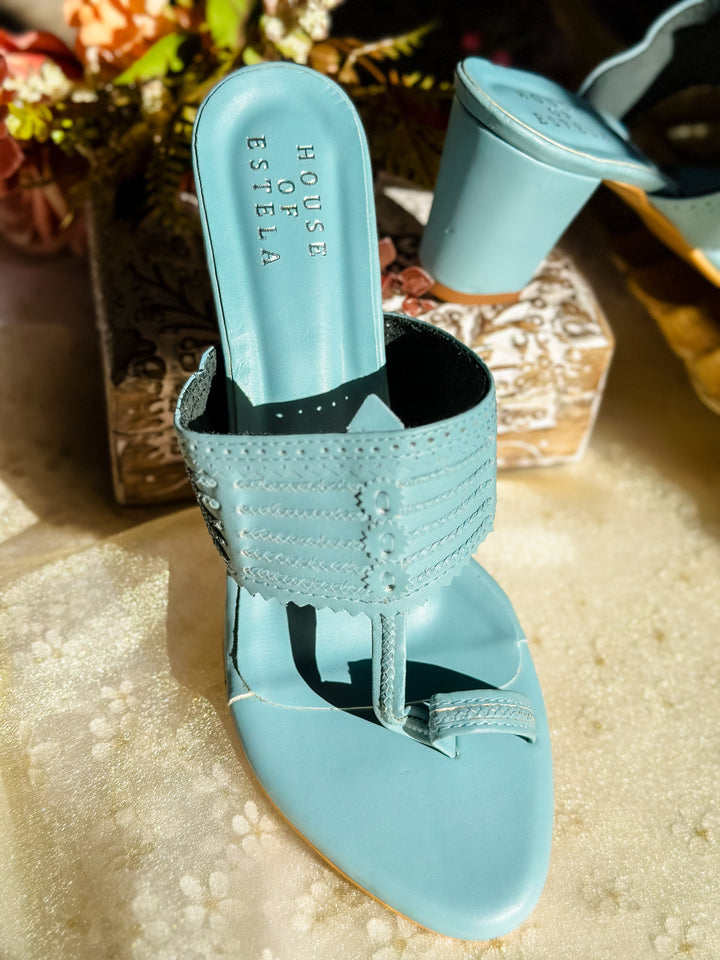 Chic Blue Kolhapuri Heel