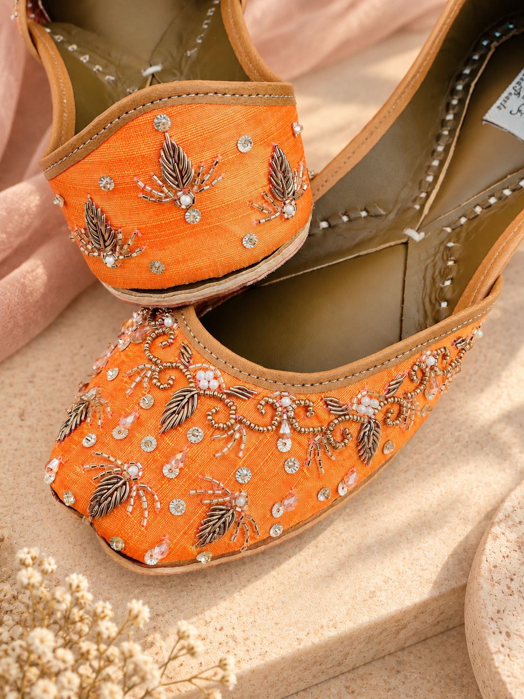 Folk Orange Jutti Flats