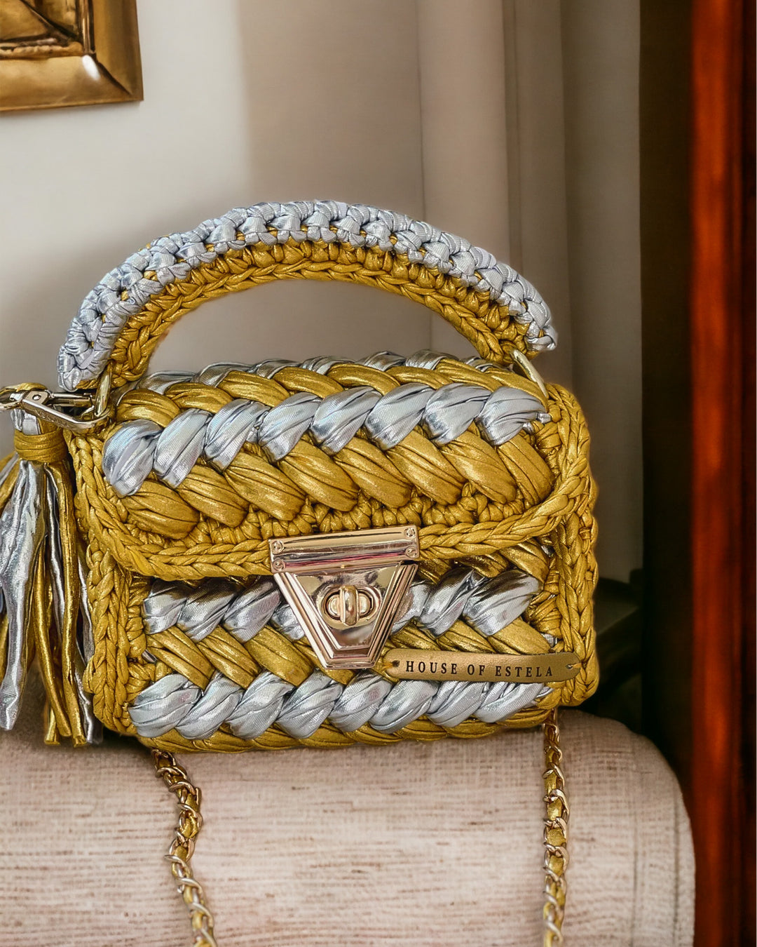 Golden & Silver Full Metallic Crochet Bag