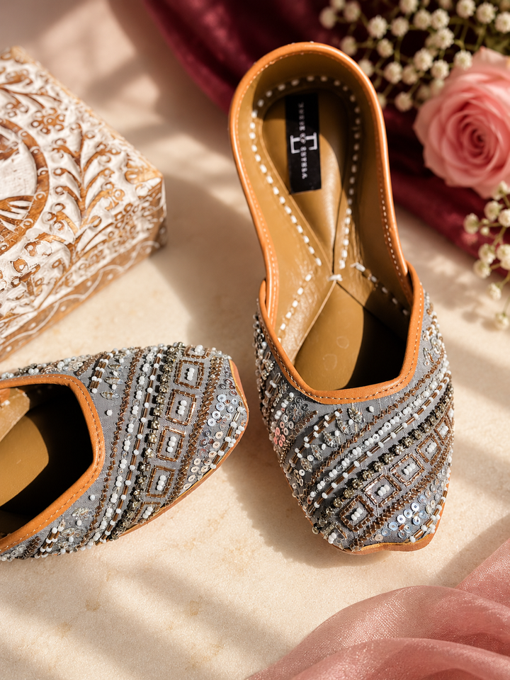 Sparkle Silver Jutti Flats