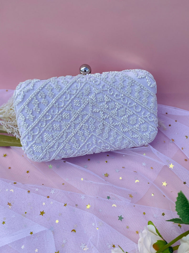 Mehar White Clutch Bag
